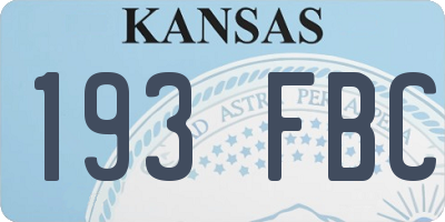KS license plate 193FBC