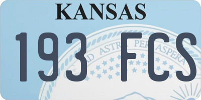 KS license plate 193FCS