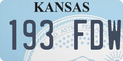 KS license plate 193FDW