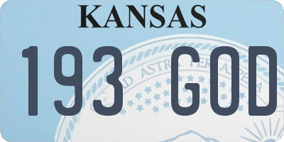 KS license plate 193GOD