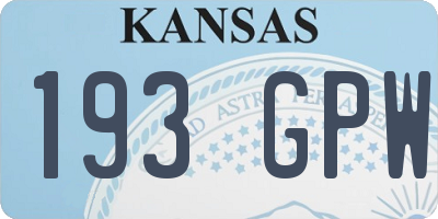 KS license plate 193GPW