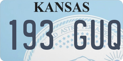 KS license plate 193GUQ