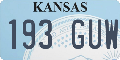 KS license plate 193GUW