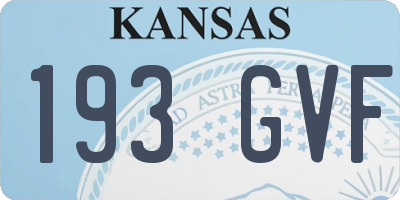 KS license plate 193GVF