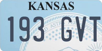 KS license plate 193GVT