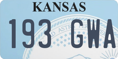 KS license plate 193GWA