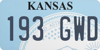 KS license plate 193GWD