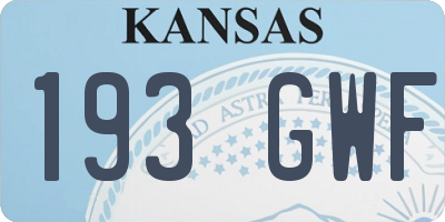KS license plate 193GWF