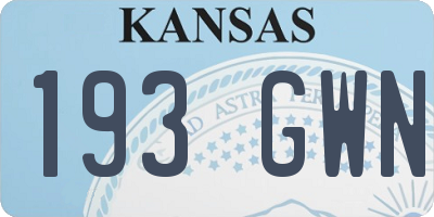 KS license plate 193GWN