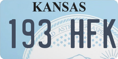 KS license plate 193HFK