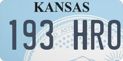 KS license plate 193HRO