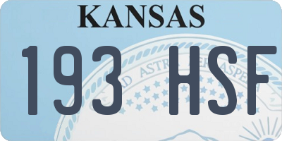 KS license plate 193HSF
