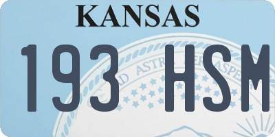 KS license plate 193HSM