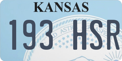 KS license plate 193HSR