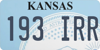 KS license plate 193IRR