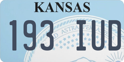 KS license plate 193IUD