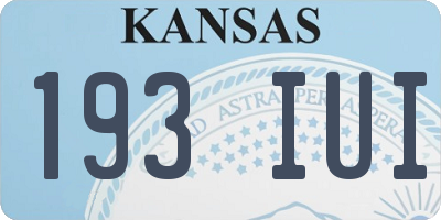 KS license plate 193IUI