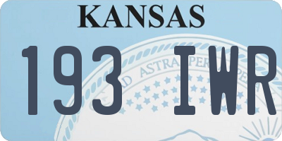KS license plate 193IWR