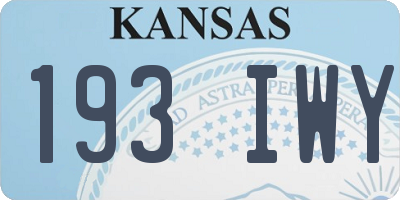 KS license plate 193IWY