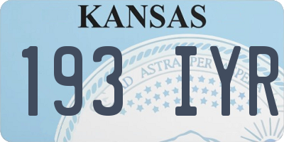 KS license plate 193IYR