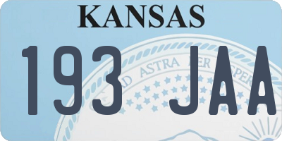 KS license plate 193JAA