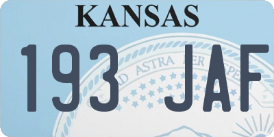 KS license plate 193JAF