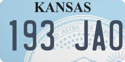 KS license plate 193JAO