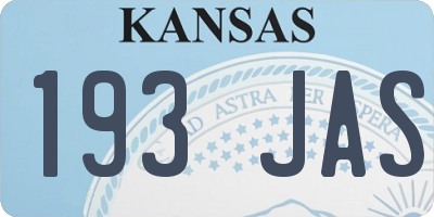 KS license plate 193JAS