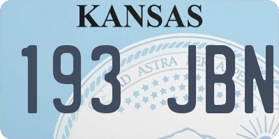 KS license plate 193JBN