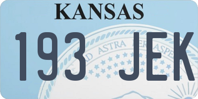 KS license plate 193JEK