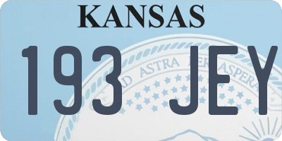 KS license plate 193JEY