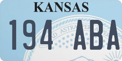 KS license plate 194ABA