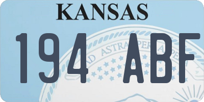 KS license plate 194ABF