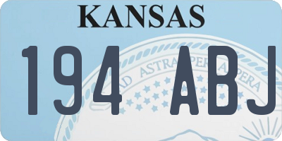 KS license plate 194ABJ