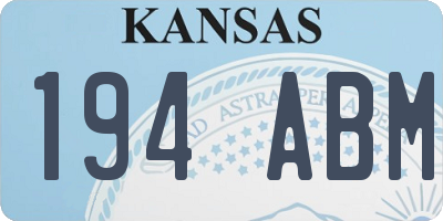 KS license plate 194ABM