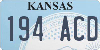 KS license plate 194ACD