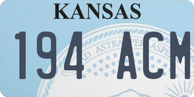 KS license plate 194ACM