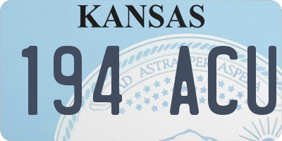 KS license plate 194ACU