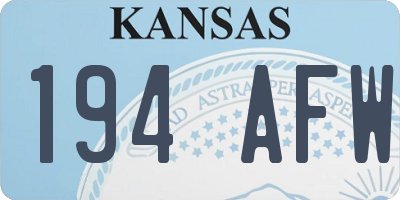 KS license plate 194AFW