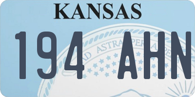 KS license plate 194AHN