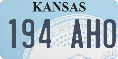 KS license plate 194AHO