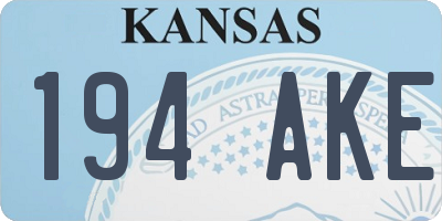 KS license plate 194AKE