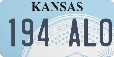 KS license plate 194ALO