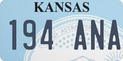 KS license plate 194ANA