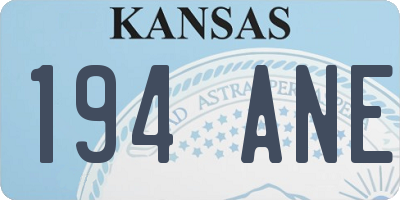 KS license plate 194ANE