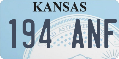 KS license plate 194ANF