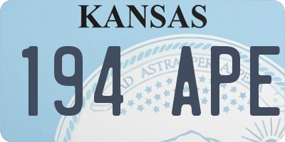 KS license plate 194APE