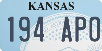 KS license plate 194APO