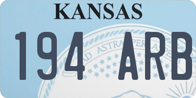 KS license plate 194ARB