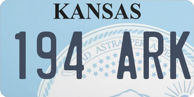 KS license plate 194ARK